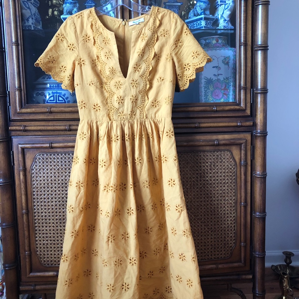 Madewell Mustard Yellow Eyelet Dress